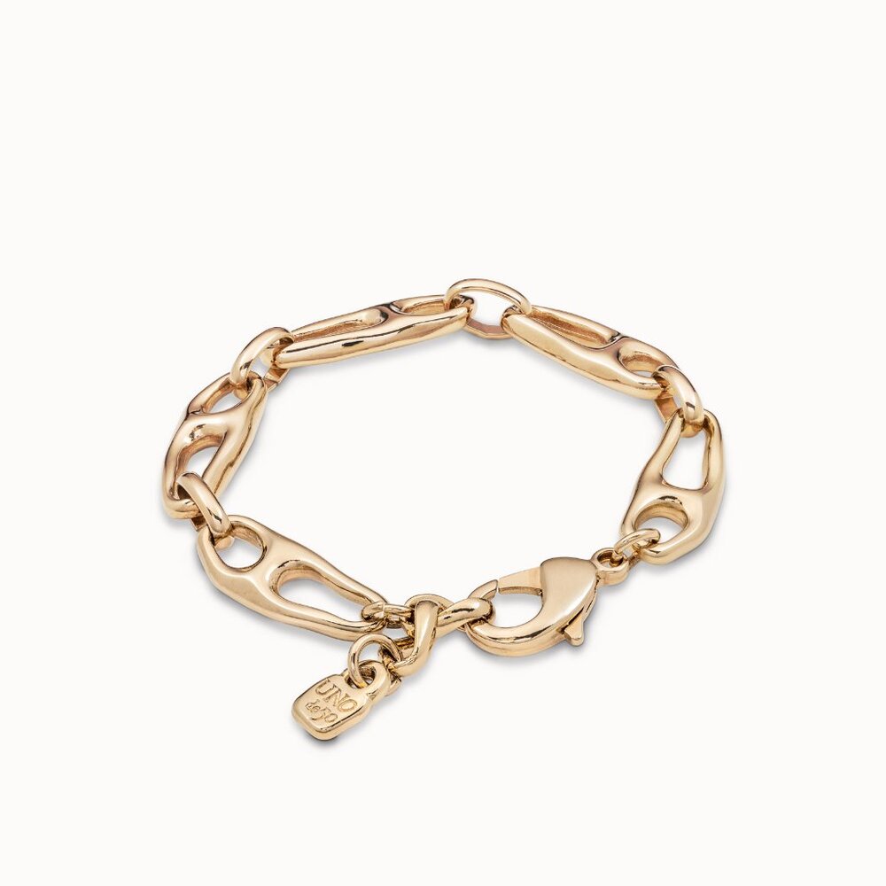 Uno de 50 Link Chain Connected Bracelet 18K Gold Plated SZ S Small Padlock